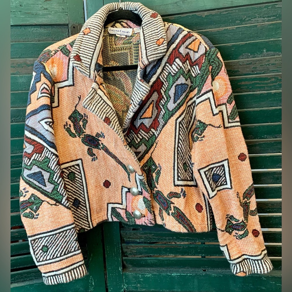 Laguna Casuals vintage 1990s tapestry jacket with geckos 🦎 size Medium